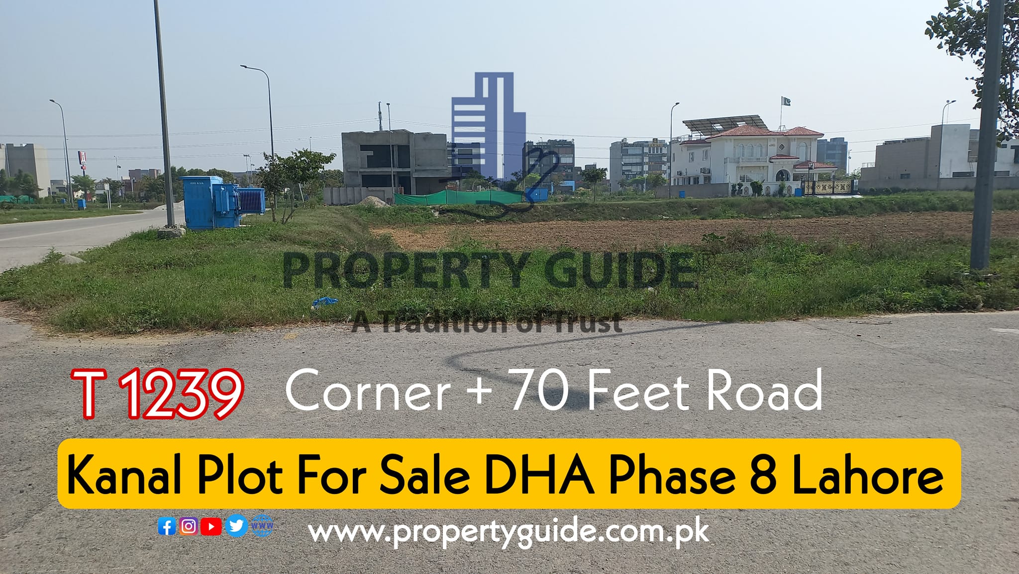 Kanal Corner Plot For Sale DHA Phase 8 T Block 70 Feet Road