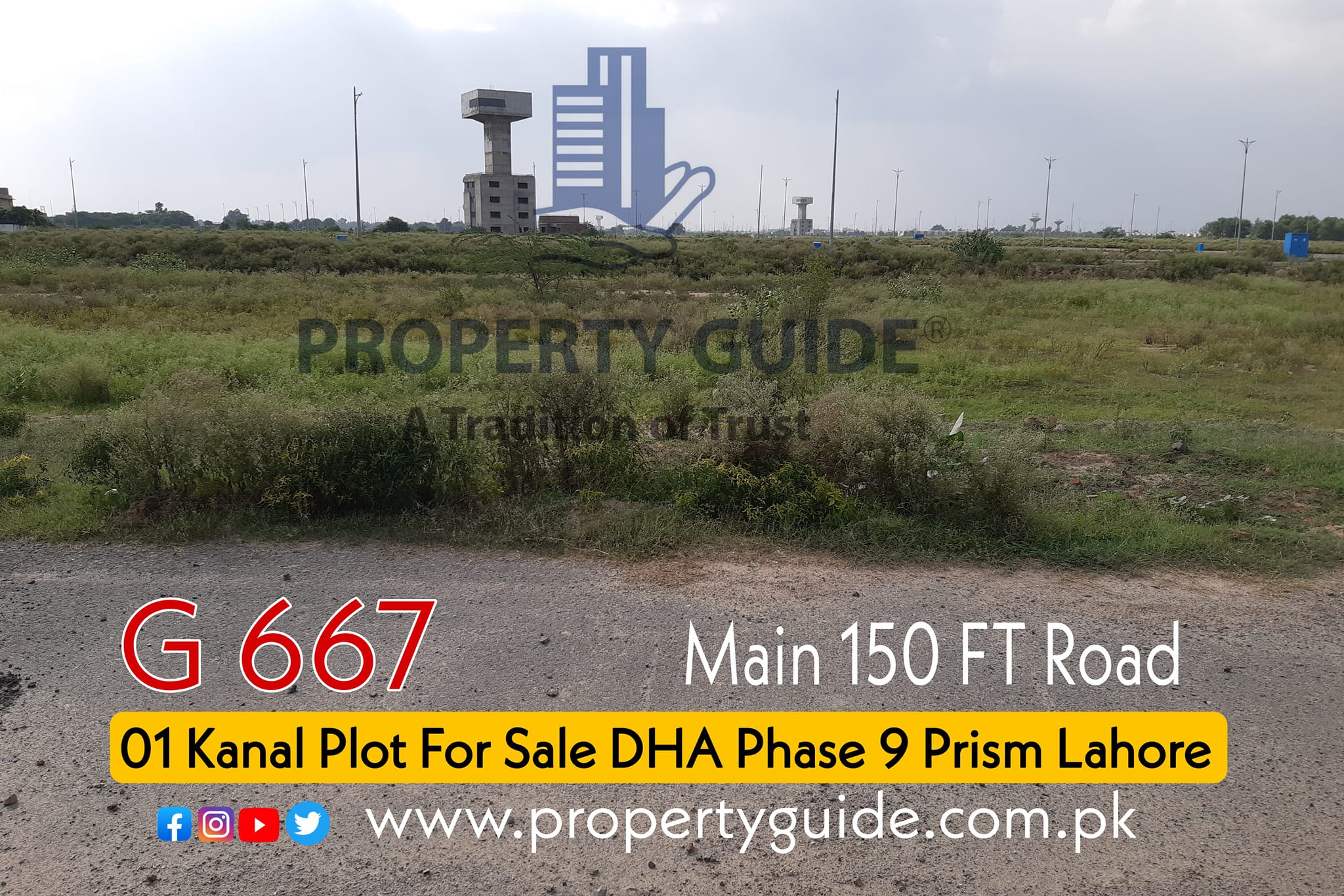 Kanal Plot For Sale DHA Phase 9 Prism G Block Lahore – 150 Feet Road